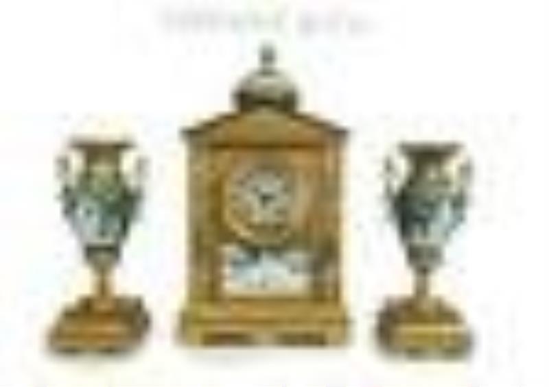 19th C. Tiffany & Co Wedgwood Clock set