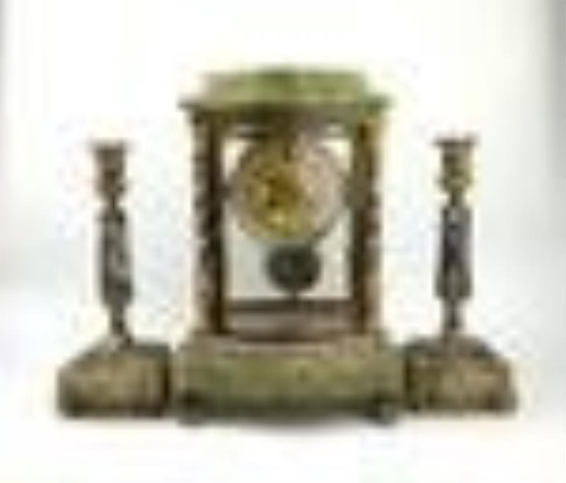 A French 19th A La Gerbe D'or A Chapus Clock Garniture