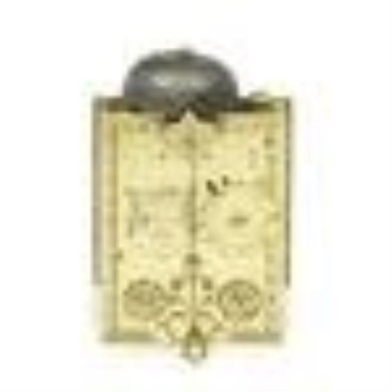 A miniature olive-wood veneered striking table clock