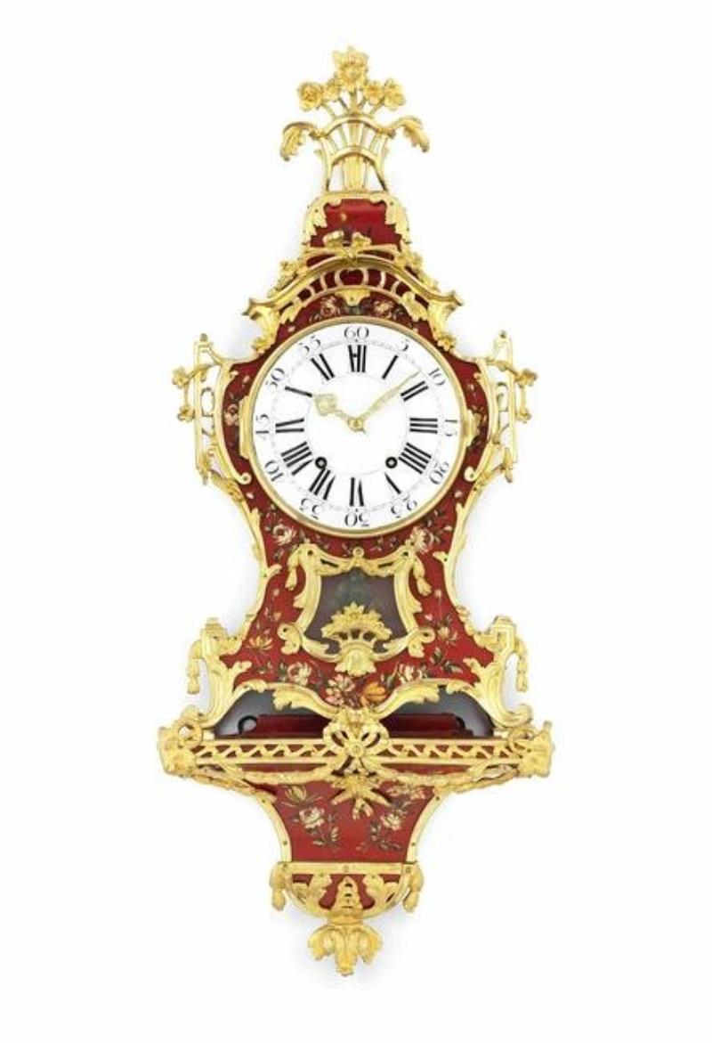 An 18th century ormolu-mounted Vernis Martin Wall Clock