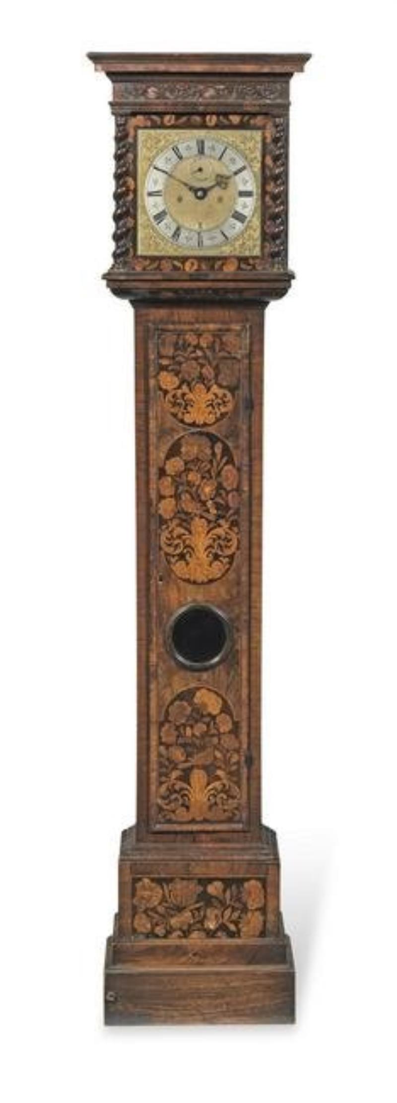 A late 17th century marquetry longcase clock with ten