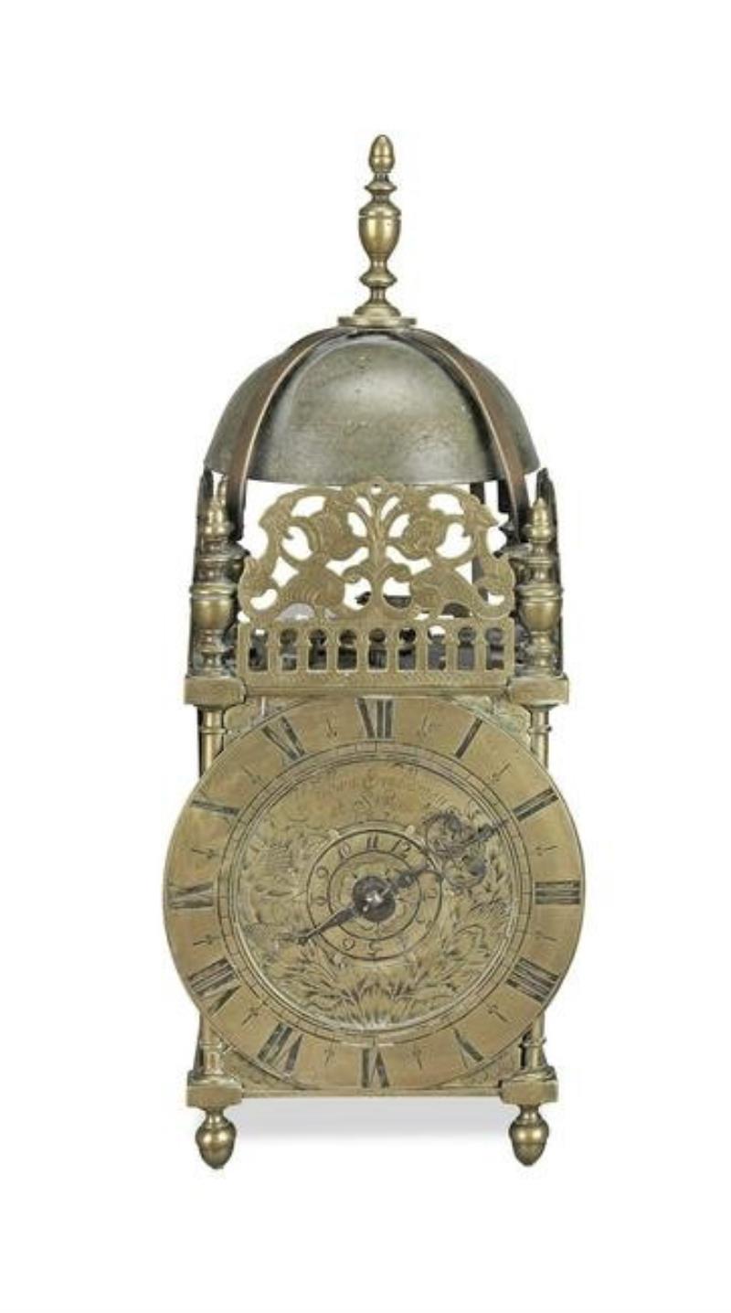 A rare late 17th century English dated lantern clock