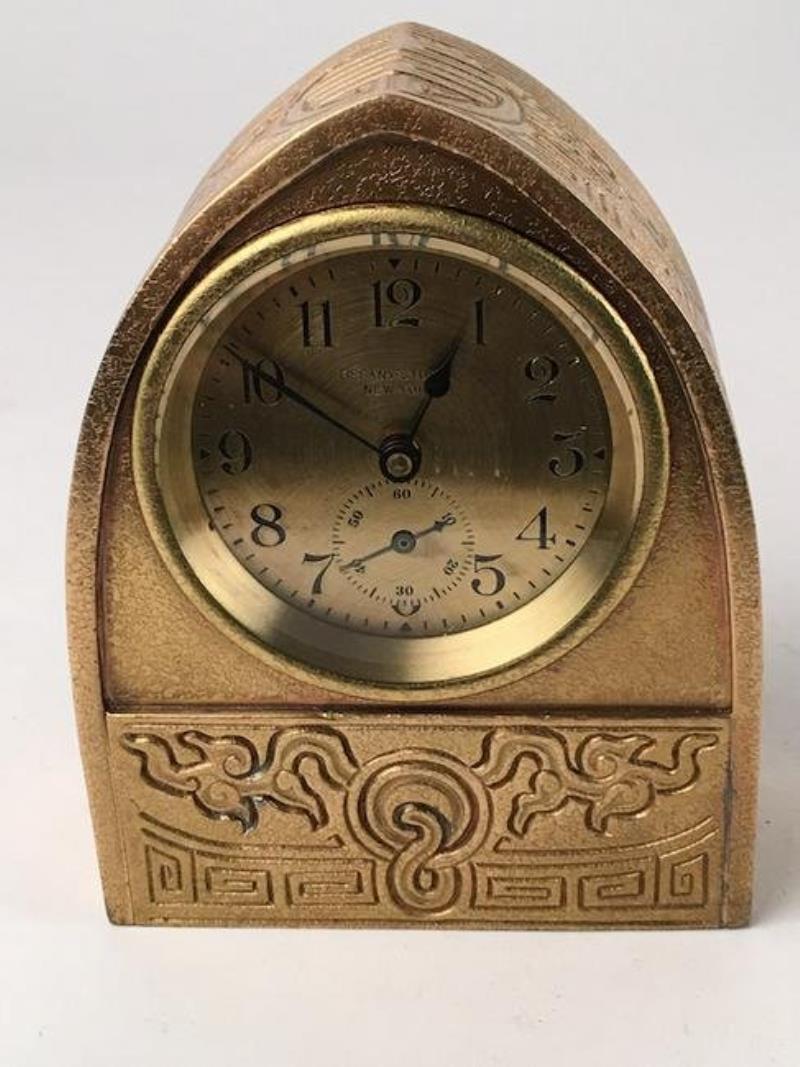 Tiffany Studios "Chinese" pattern desk clock.