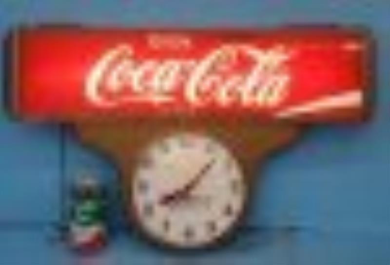 Coca Cola & Cold Draft Advertising Light Up Clock