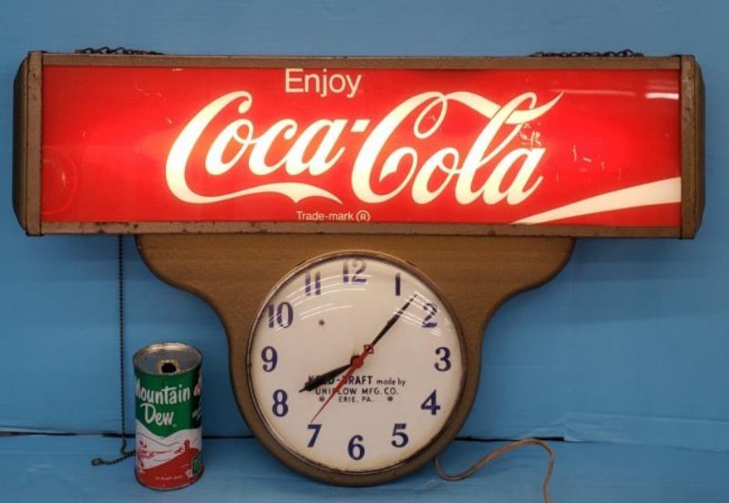 Coca Cola & Cold Draft Advertising Light Up Clock