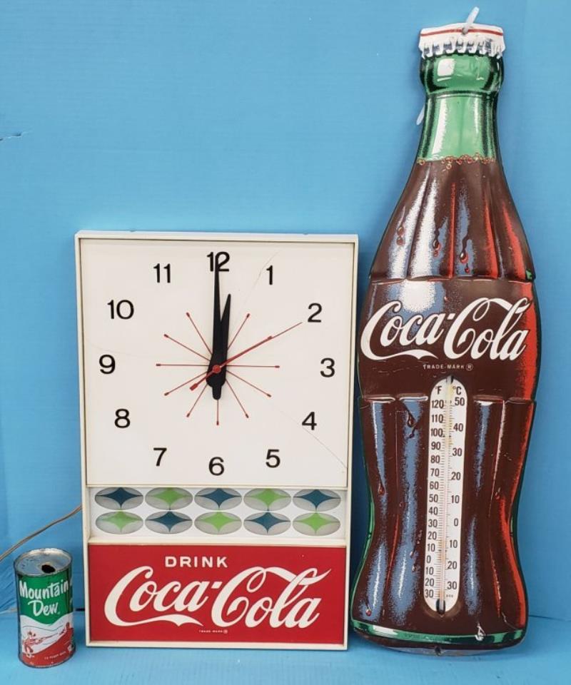 Coca Cola Clock and thermometer