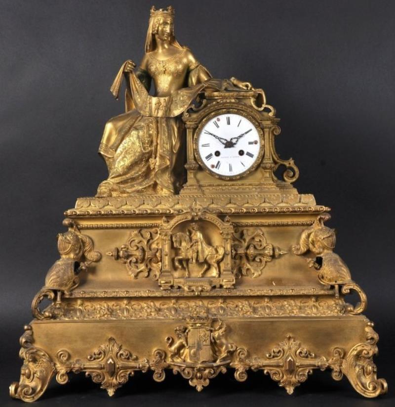 A LARGE 19TH CENTURY FRENCH ORMOLU CLOCK with white