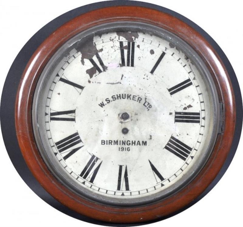 A VICTORIAN MAHOGANY CASED CIRCULAR WALL CLOCK by W.S.