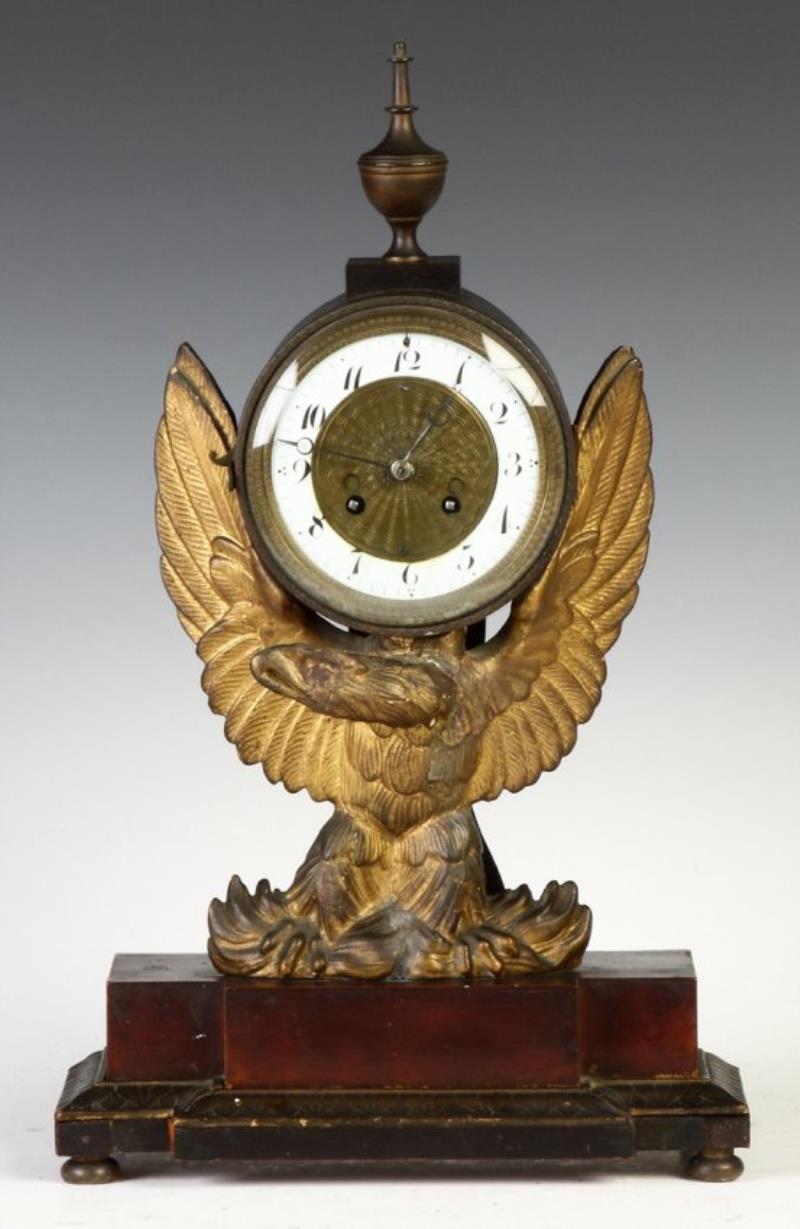 French Empire Carved & Gilded Eagle Shelf Clock