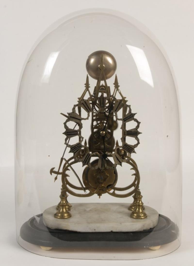 19TH CENT. SKELETON CLOCK FUSEE MOVEMENT DOME