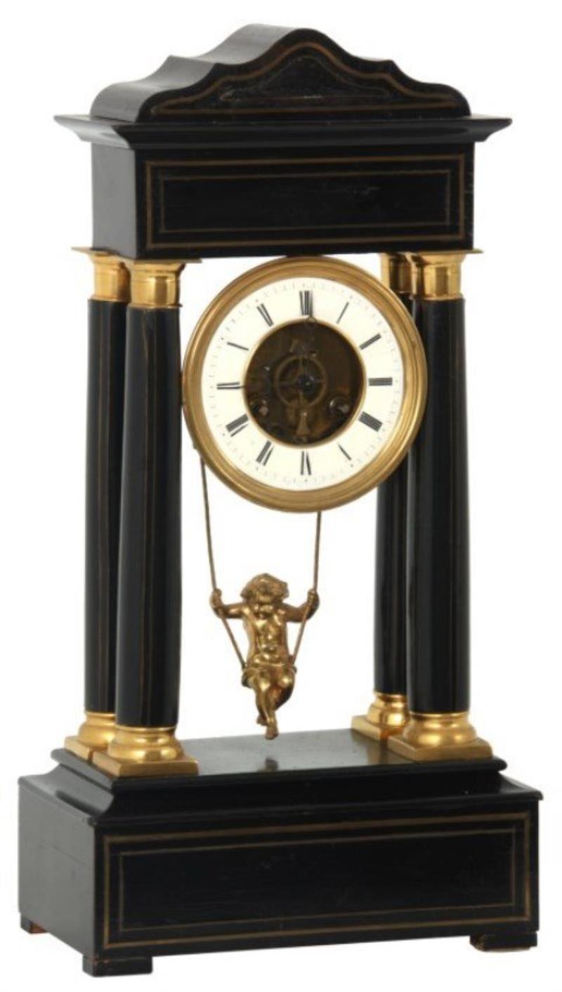 Unusual French Empire Cherub Swinger Clock