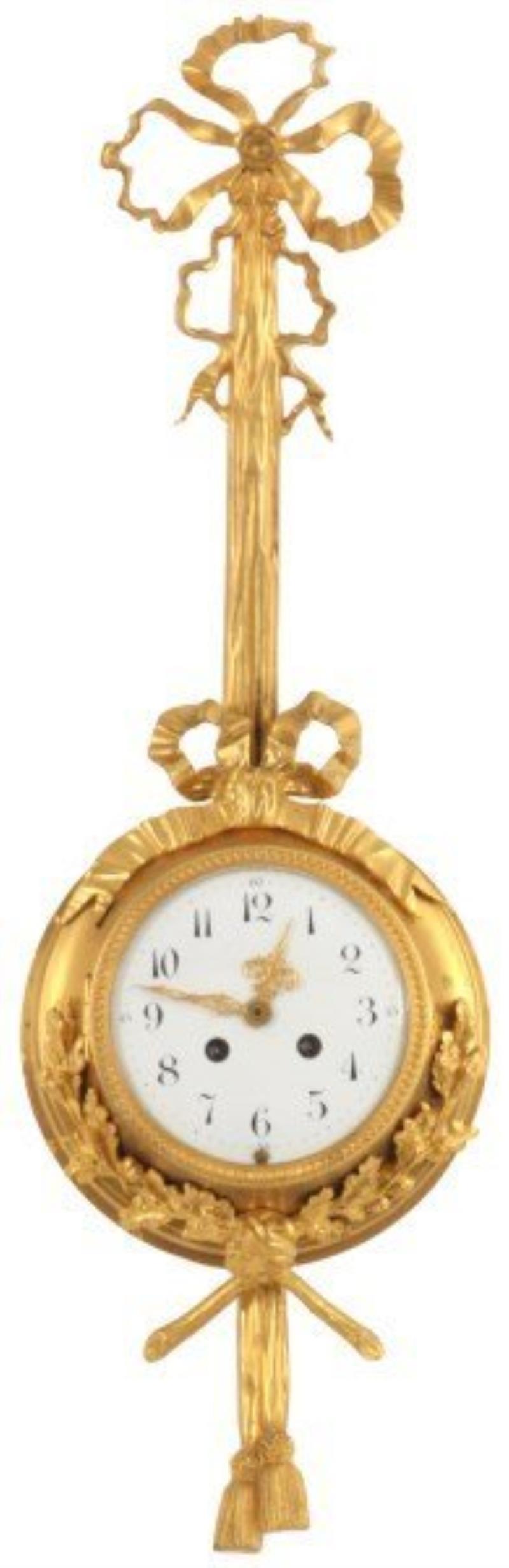 French Dore Bronze Pendant Wall Clock