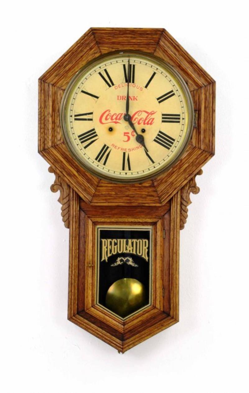 Antique Ansonia NY Coca-Cola Faced Regulator Wall Clock