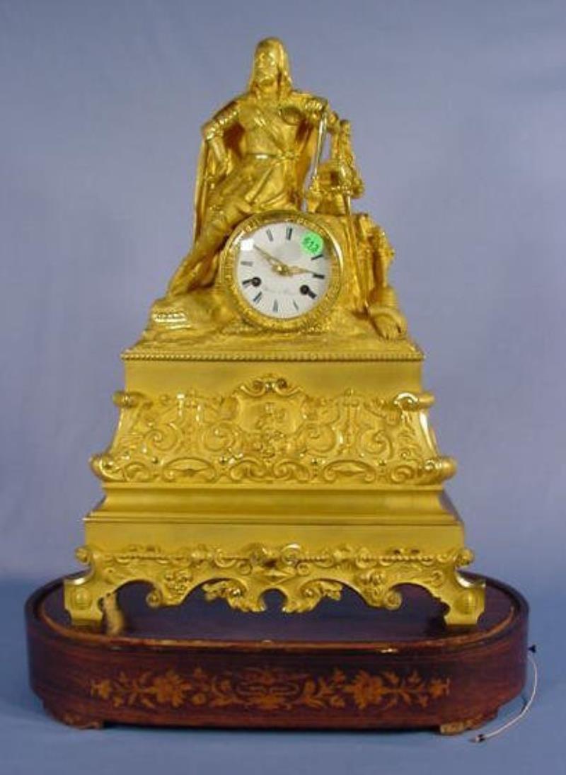 French Bronze Knight Clock w/Musical Base