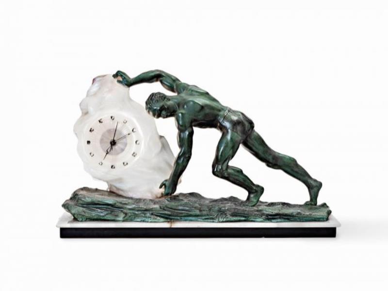 Pierre Le Faguays, Table Clock with Male Figurine, c.