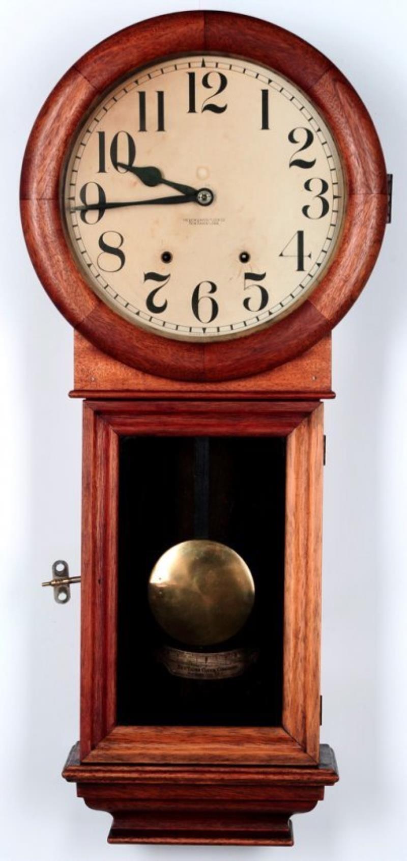 NEW HAVEN ‘SATURN’ MAHOGANY WALL CLOCK