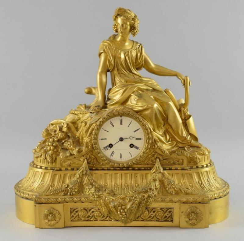 Charles Frodsham gilt metal mantel clock in the form of