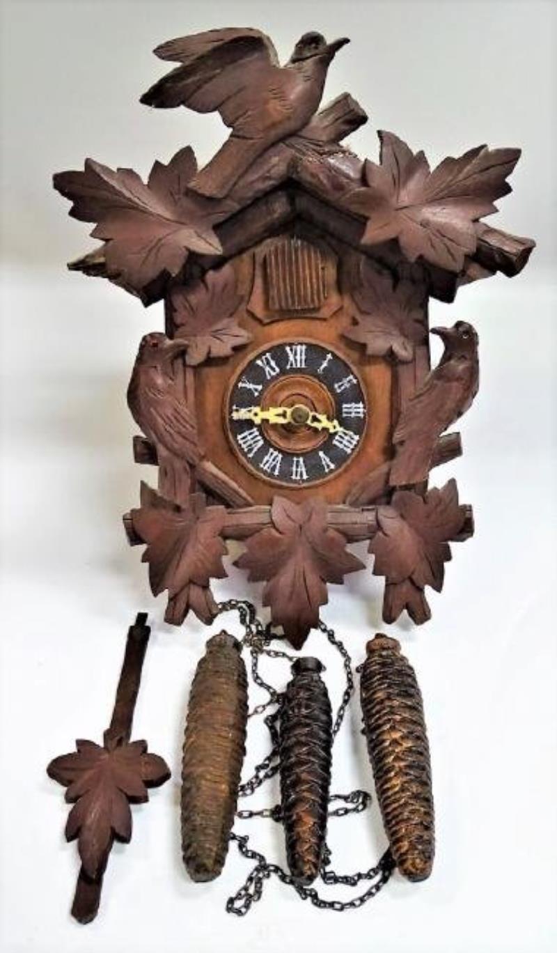 GERMAN CARVED BLACK FOREST CUCKOO CLOCK