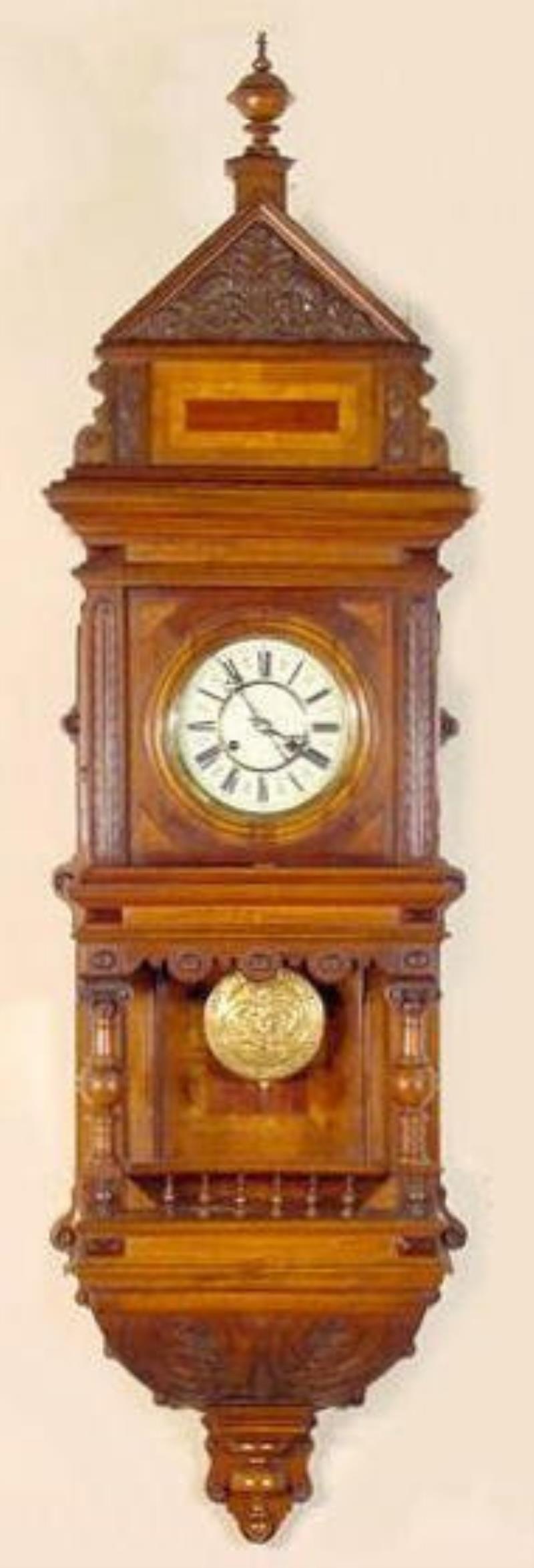 German Mahogany Wall Clock