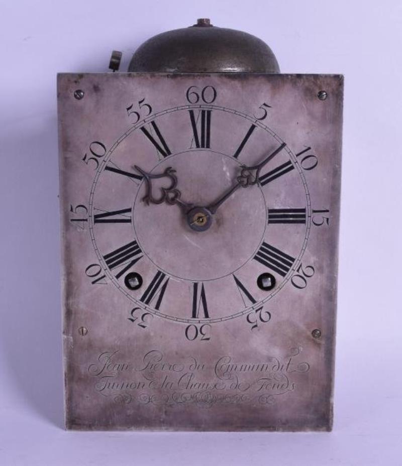 A GOOD 18TH CENTURY EUROPEAN BRASS CLOCK MOVEMENT with