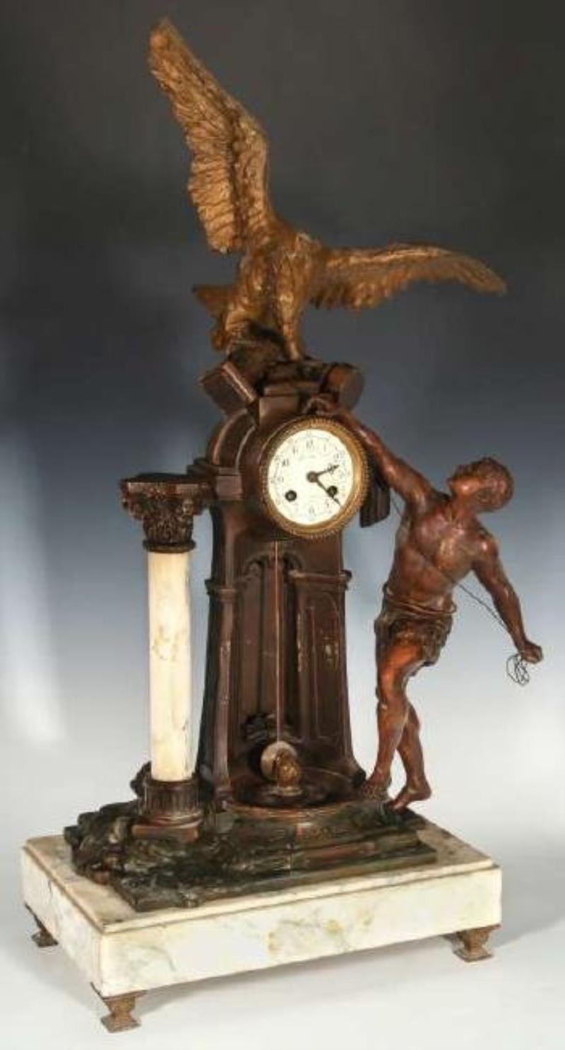 A 19TH CENTURY FRENCH FIGURAL MANTEL CLOCK