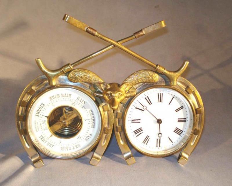 Equestrian theme Clock/Barometer Desk Set