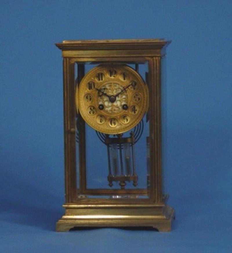 French Marti Beveled Glass Regulator Clock