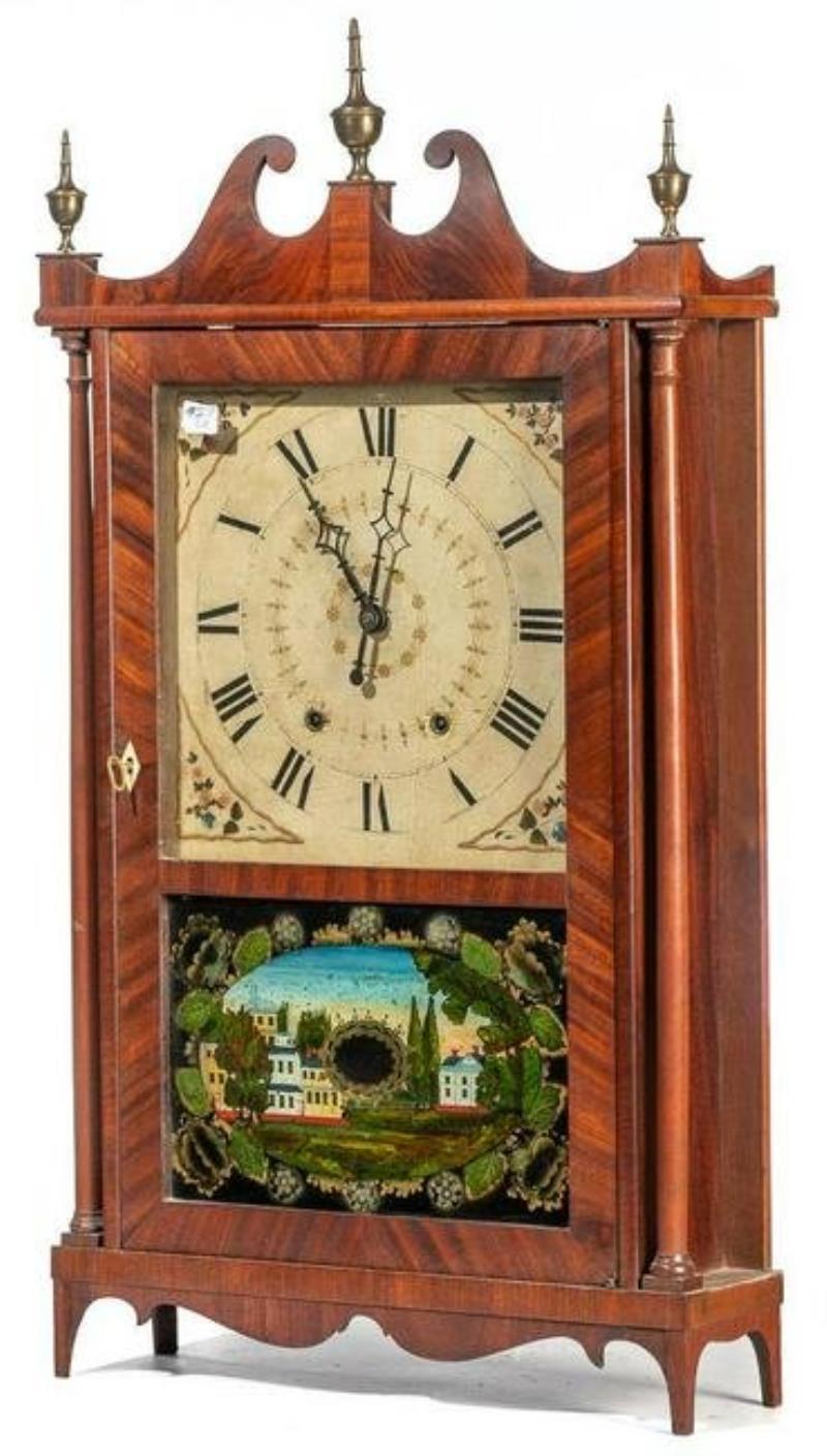 Mark Leavenworth Pillar & Scroll Clock, Circa 1820