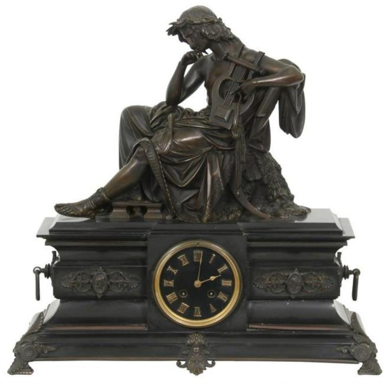 French Bronze & Marble Clock