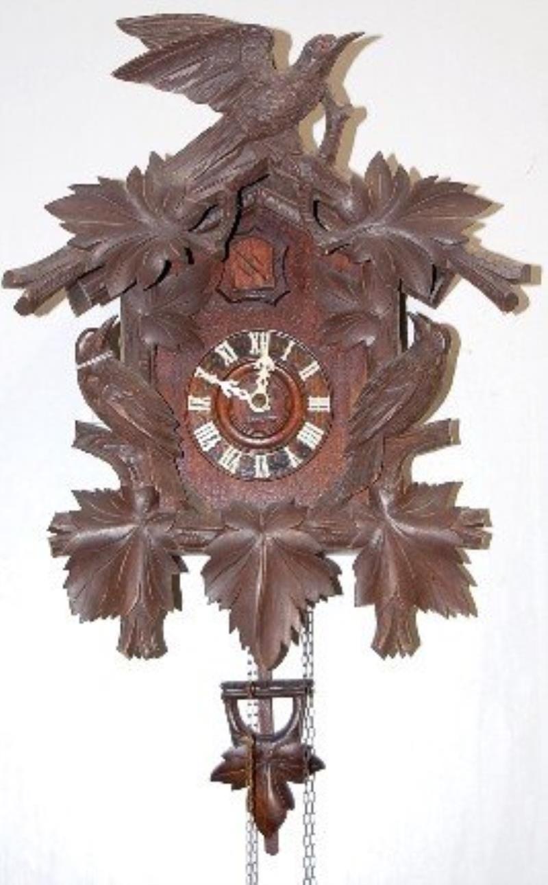 Black Forest Carved 3 Birds Cuckoo Clock