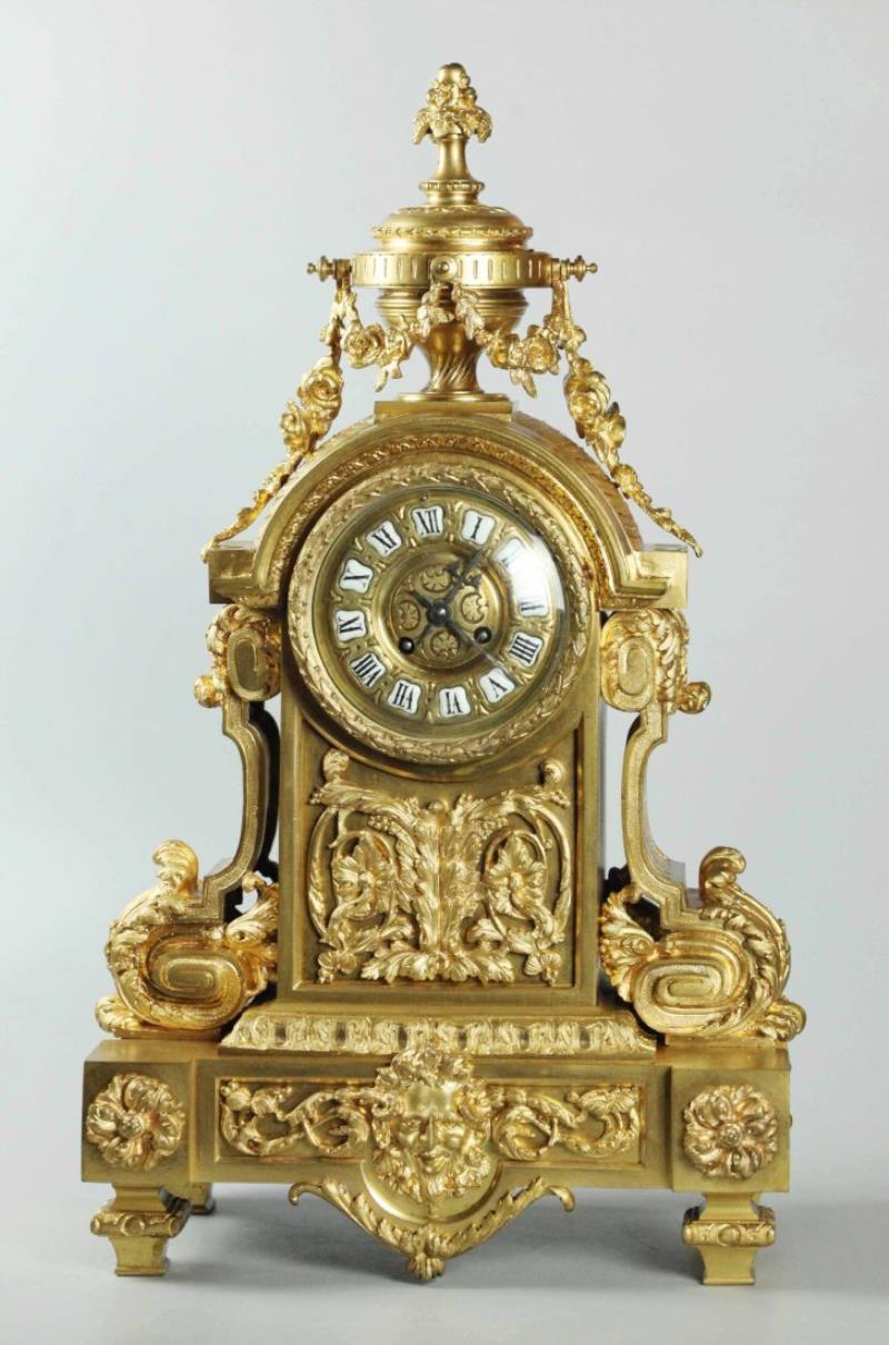 19th Century Dore Bronze Clock