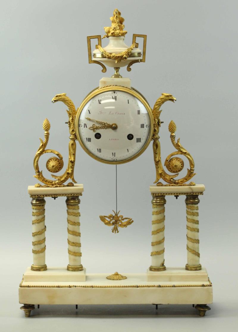 Early 19th Century La Croix Empire Dore Bronze Clock,