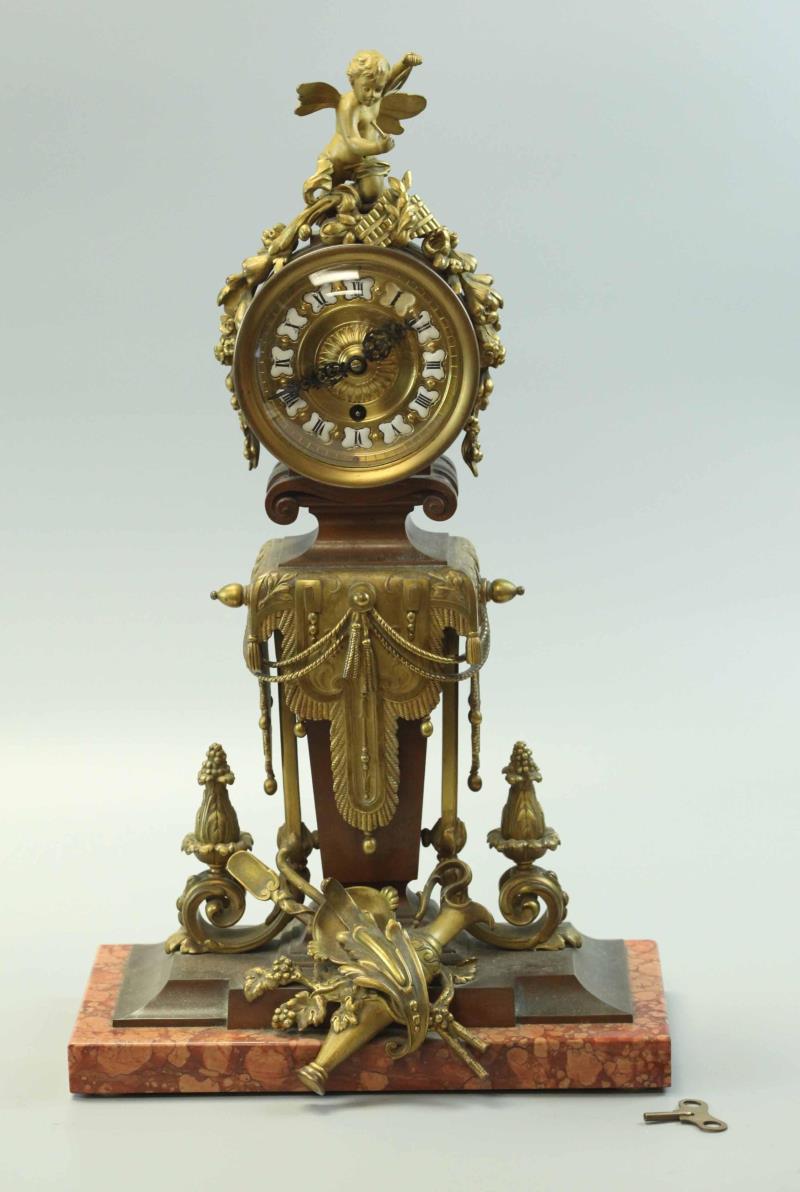 19th Century Dore Bronze And Brown Patina Clock