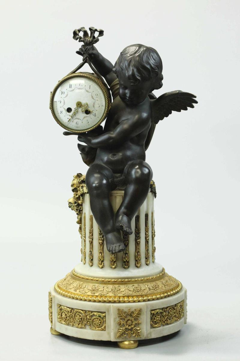 19th Century Dore Bronze & Dark Patina  Clock