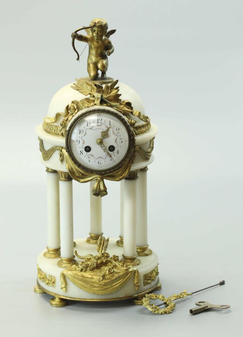 19th Century Carrara Marble Tiffany Clock