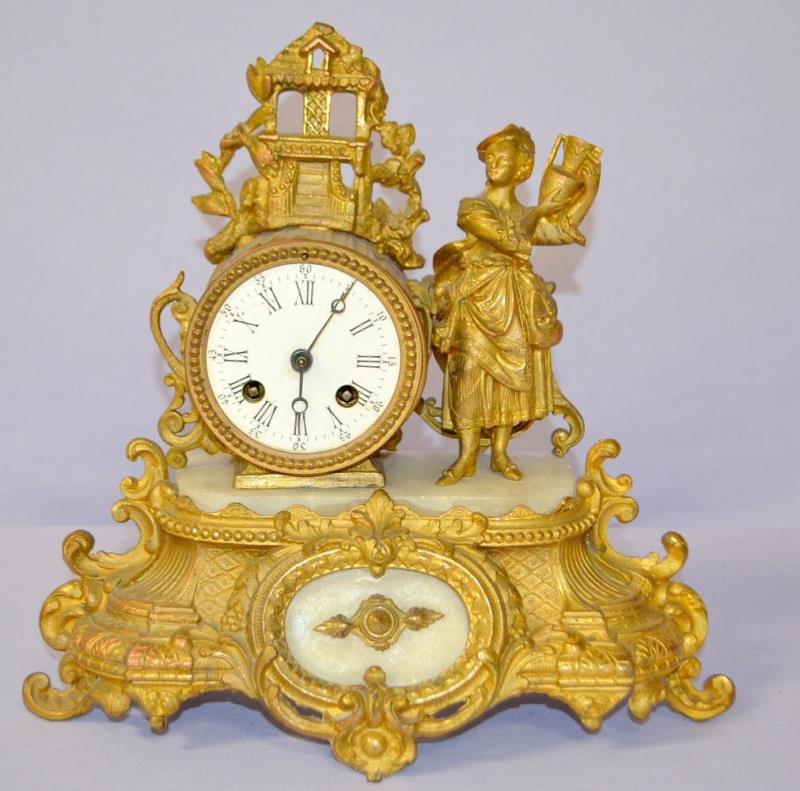 Antique French Figurine Mantle Clock