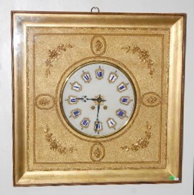 French Gilt Gesso Marble Dial Picture Frame Clock