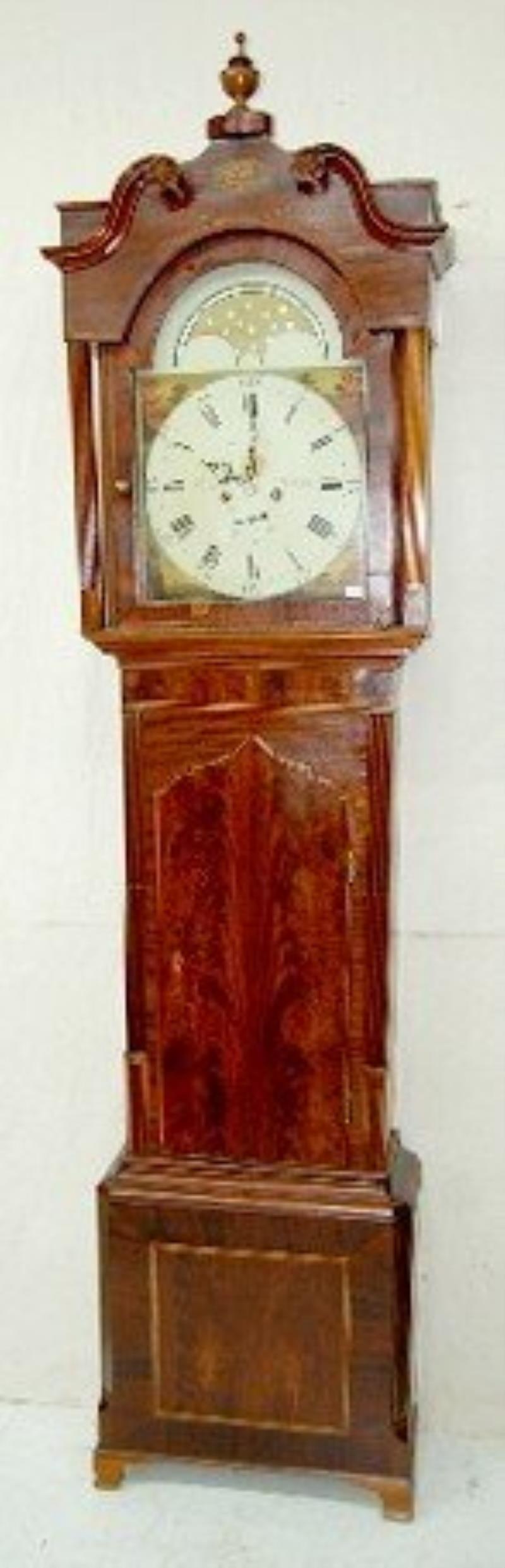 Mahogany Calendar Dial Inlaid Tall Case Clock