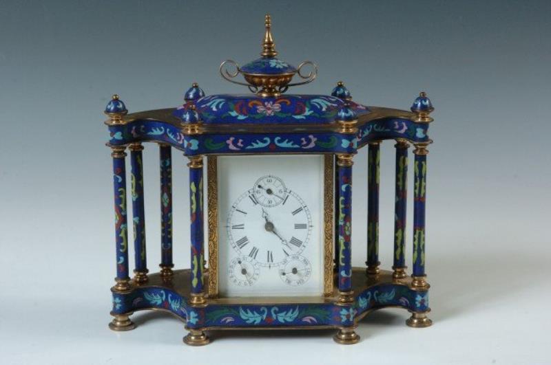 CLOISONNE CLOCK WITH COPPER ENAMEL NUDE LADIES