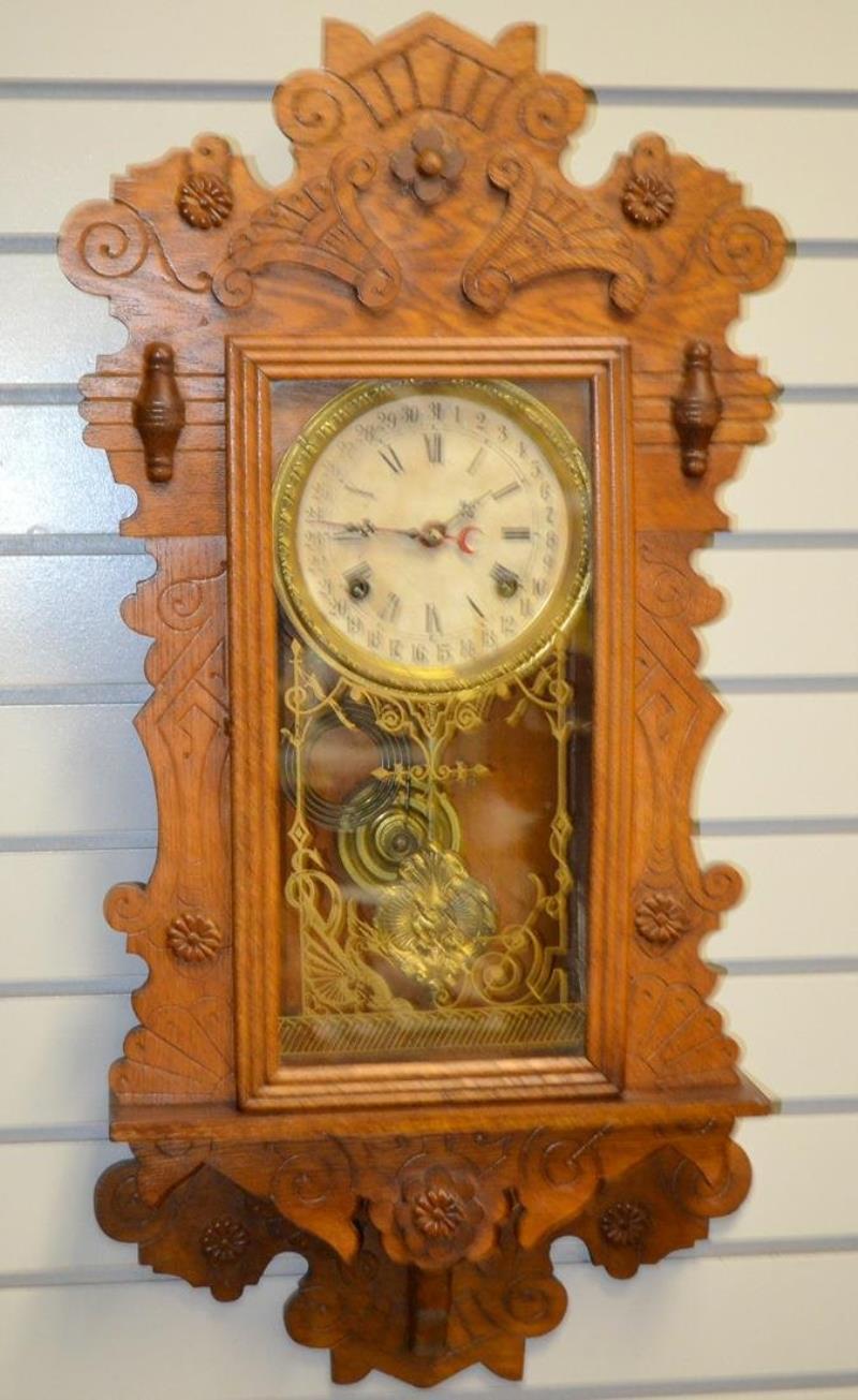 Antique Waterbury Calendar Kitchen Wall Clock