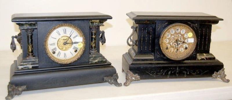 2 Enameled Mantle Clocks