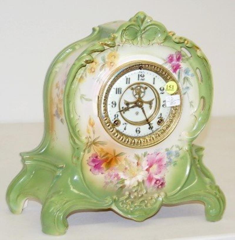 Ansonia “La Riviere” China Mantle Clock