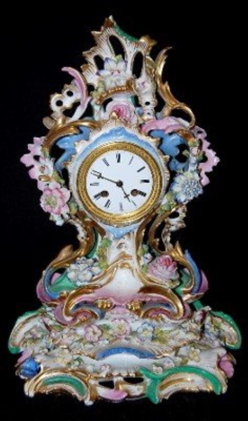 Antique 2 Piece Old Paris Porcelain Clock