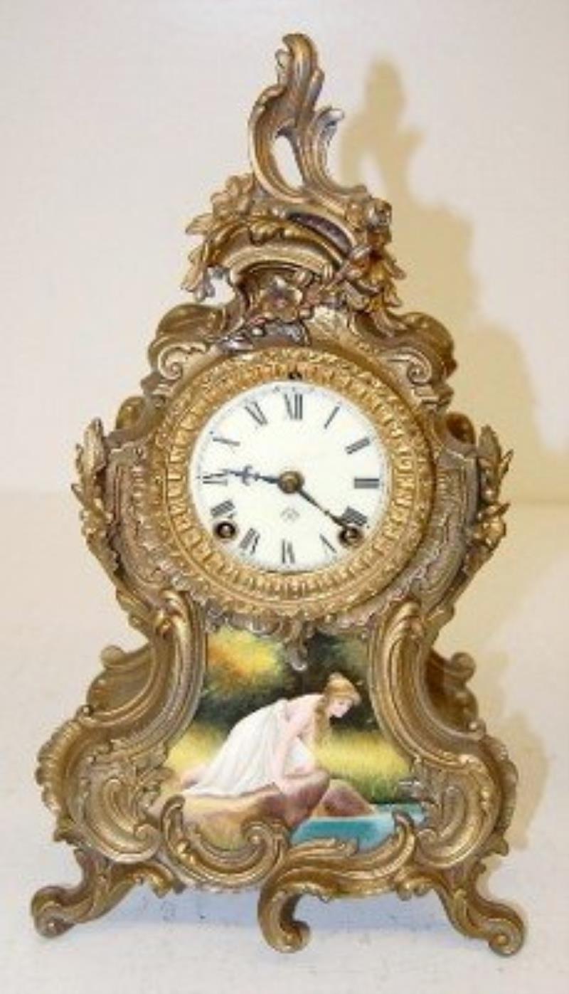 Ansonia “Trianon” Clock W/ Porcelain Insert