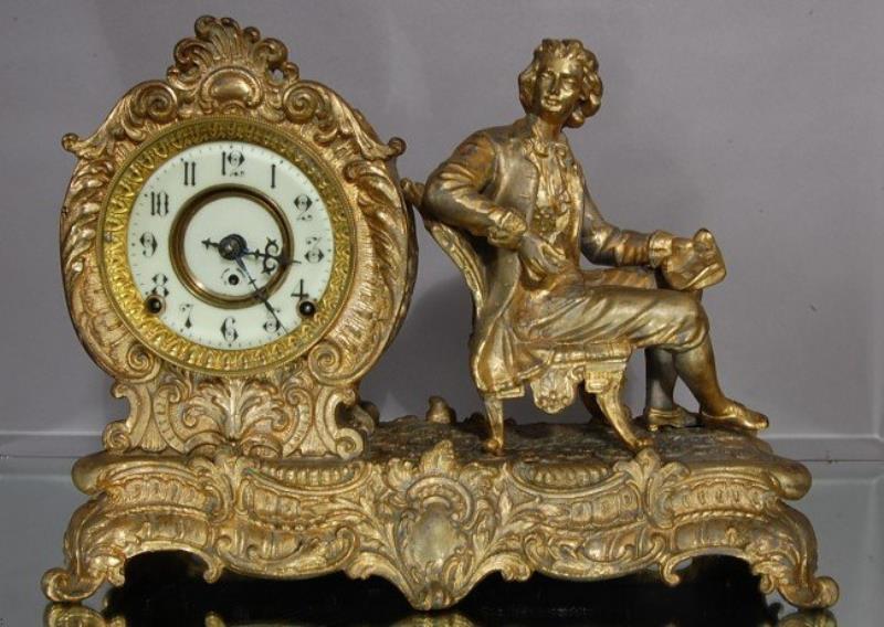 Krober Figural Spelter statue clock