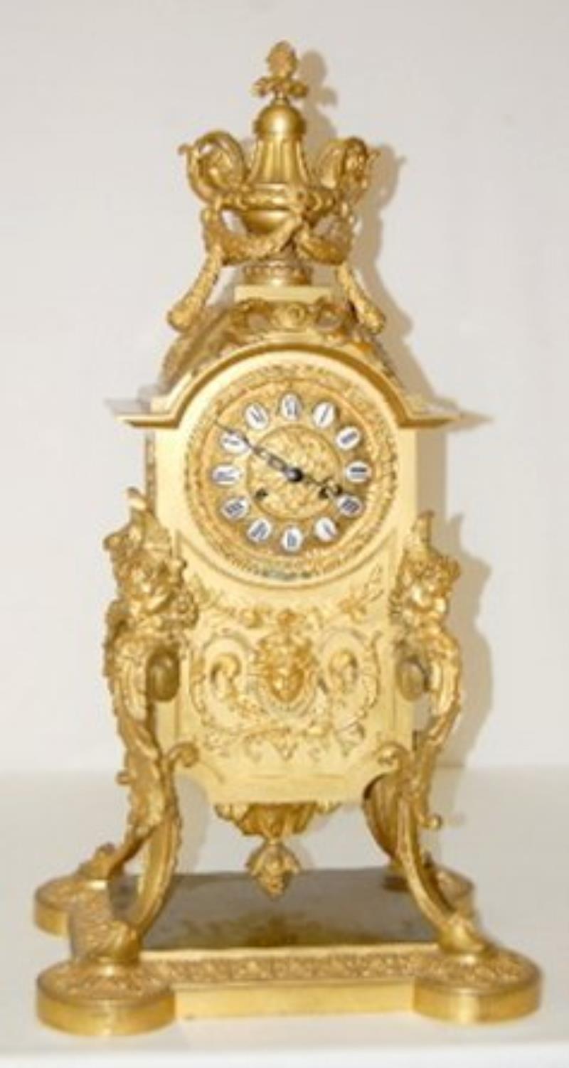 Lg. French Bronze Figural Shelf Clock