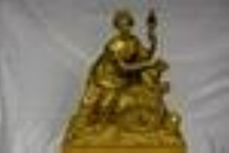 A Fine French Bronze Figural Statue Clock.