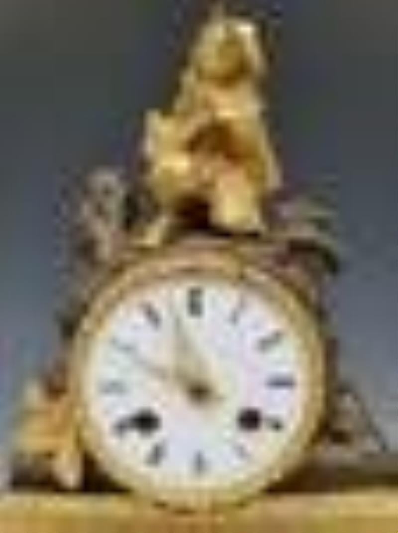 Bronze Figural French Mantle clock
