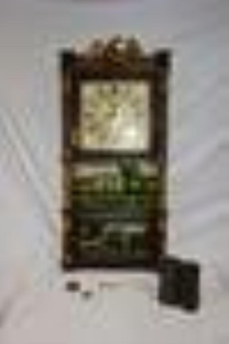 Triple Pillar Clock with Eagle Crest