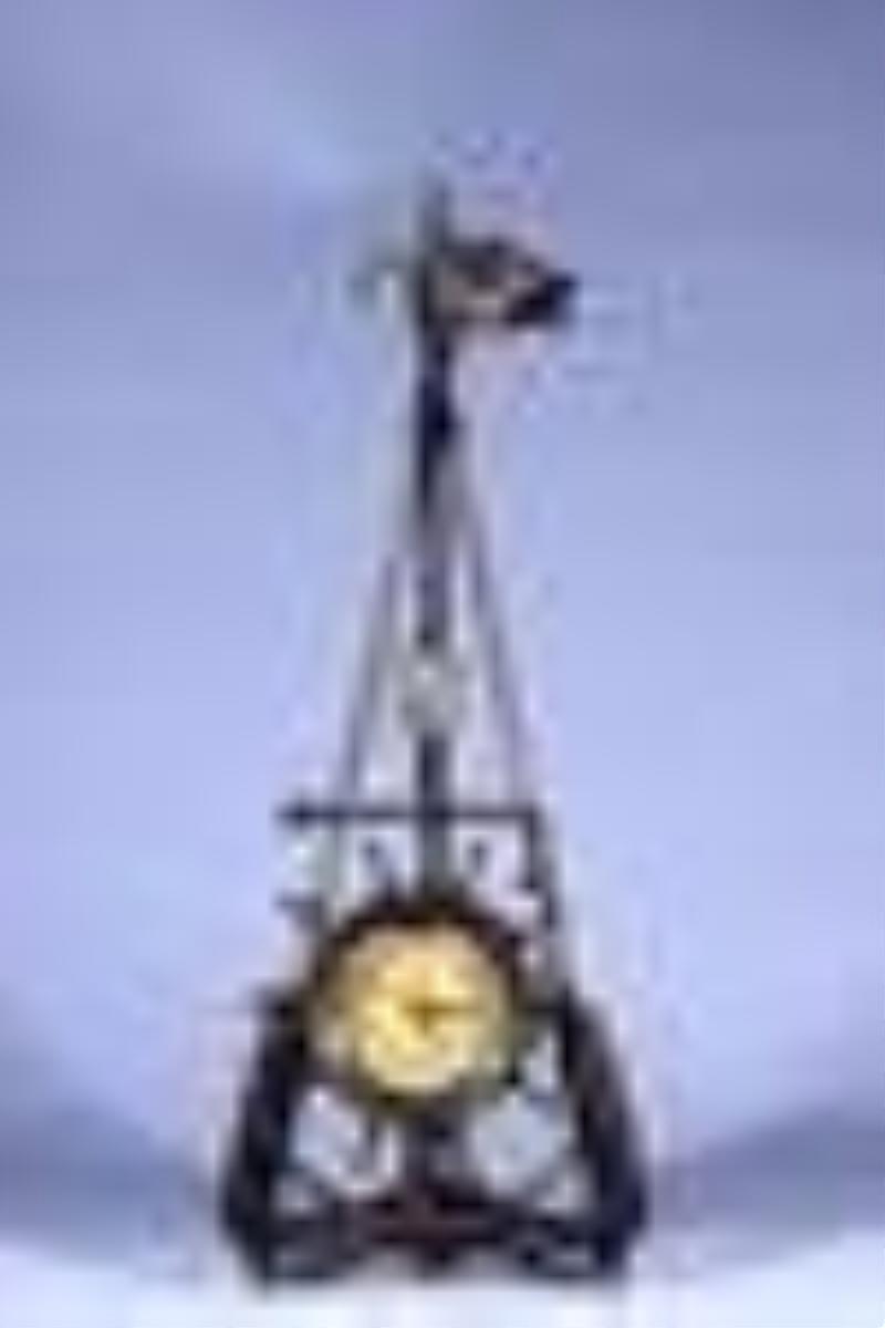 Bronze Tripod Rudder Shaped Clock